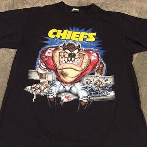 Vintage 90s Kansas City Chiefs Taz Looney Tunes “benched” NFL Shirt